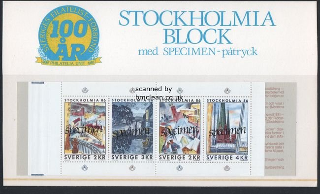 (image for) 1985 Stockholmia 86 (3rd series) Specimen Booklet
