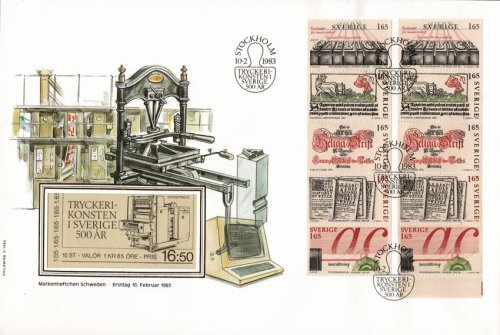 (image for) 1983 Printing in Sweden Booklet FDC