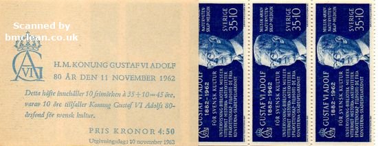 (image for) 1962 King Gustav's 80th Birthday 4.50 Kr (Booklet)