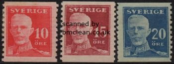 (image for) 1920 King Gustav V Set of 3v