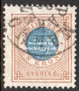 (image for) 1878 1Kr Blue & Brown Perf 13