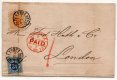 (image for) 1873 Cover to London - Travelling PO Cancels
