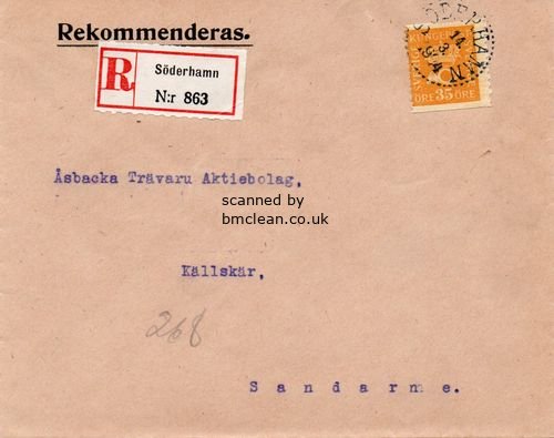 (image for) 1924 Registered Cover to Sandarne